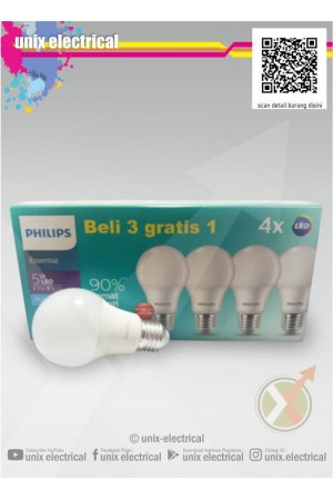 Lampu LED Bulb 5W Philips (Paket 3+1)